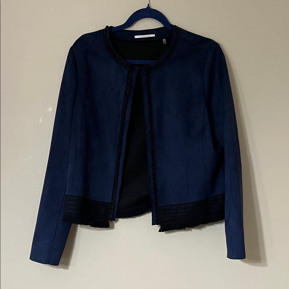 Tahari Midnight Blue Blazer with Ebony Accents